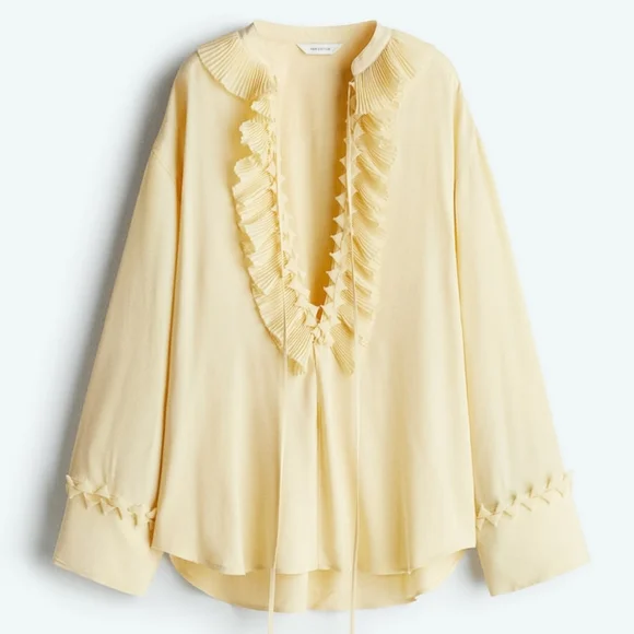H&M S/S 2025 The STUDIO Ruffled Tunic Pale Yellow ONLY NO LOW BALLING!! - Picture 11 of 16